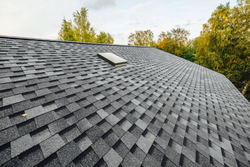 Dark-colored-shingles close-up view